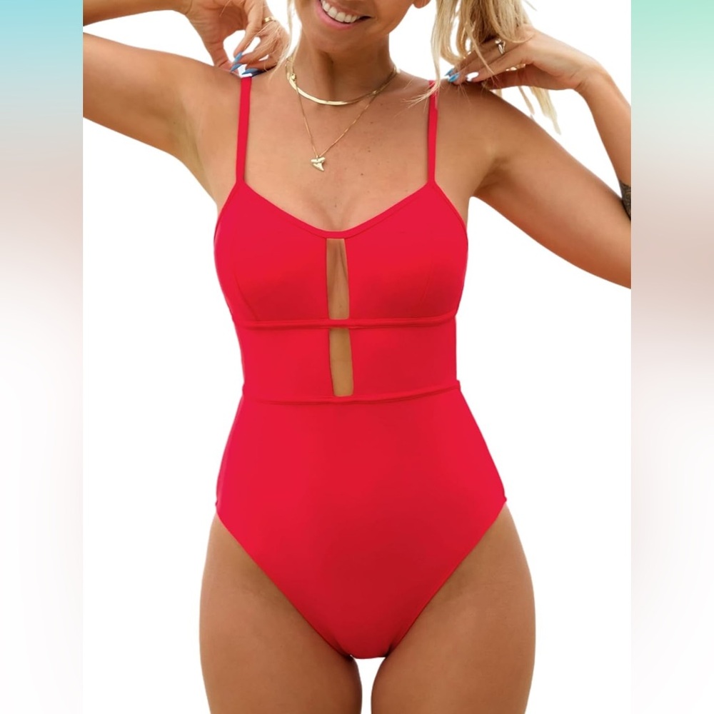 NWT Cupshe Take Me to Tulum Binding Tie Back One Piece Swimsuit